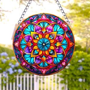 Suncatcher Mandala Colorful In/Outdoor Wall Window Art Deco Trendy Moroccan Fun